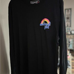 Black Long-Sleeve Tee with Rainbow Chest Graphic